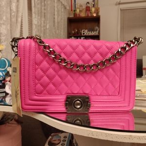 Pink SWG Quilted Chain Crossbody